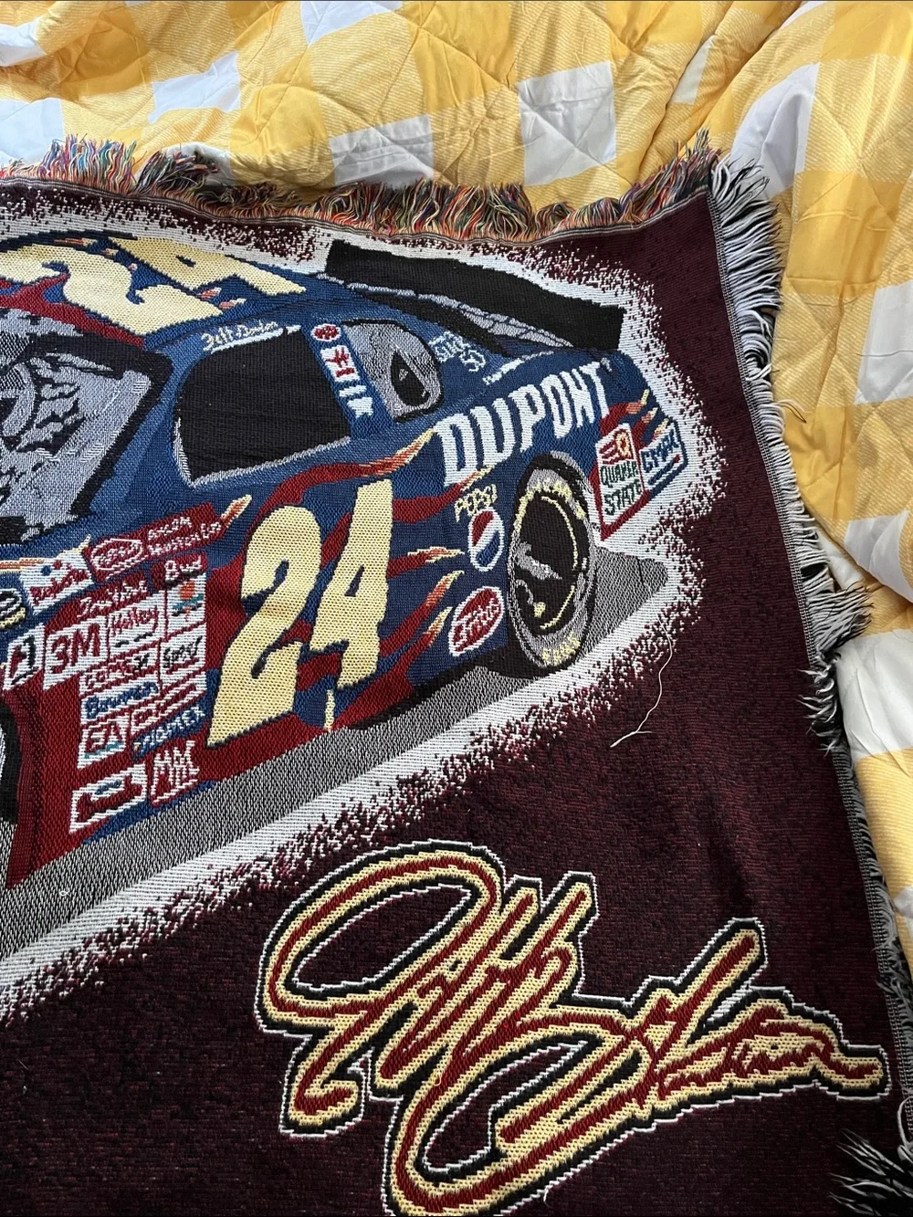 Vintage NASCAR Jeff Gordon #24 DuPont Graphic Tapestry/Throw Blanket